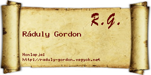 Ráduly Gordon névjegykártya